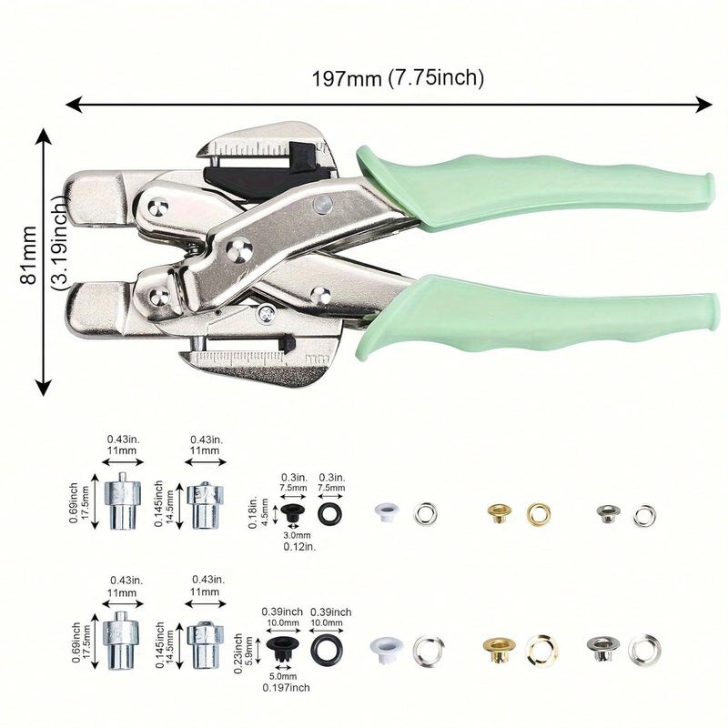 LZBRDY Professional 3mm & 5mm Eyelet Punch Pliers Kit with 160pcs Grommets with Silicone Grip for Leather, Fabric, Tarpaulin, Signs, Banners, DIY Craft Projects - Image 3